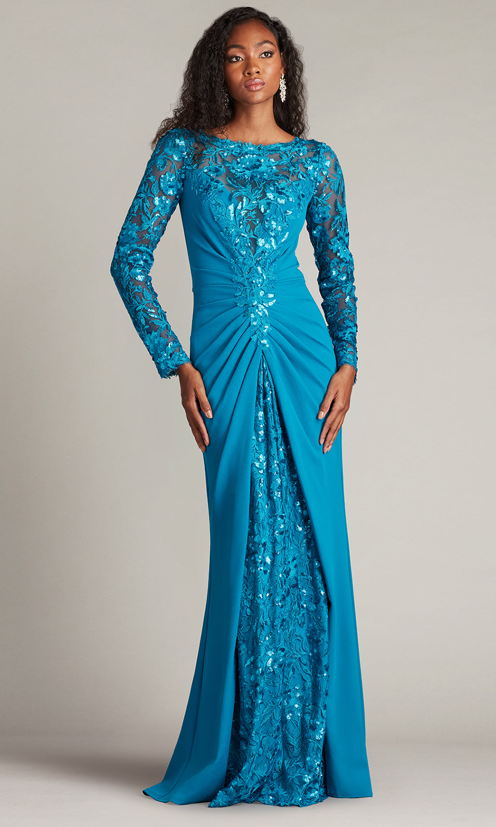 Tadashi Shoji CHS25372L - Whitley Sequin Embroidered Sheath Gown