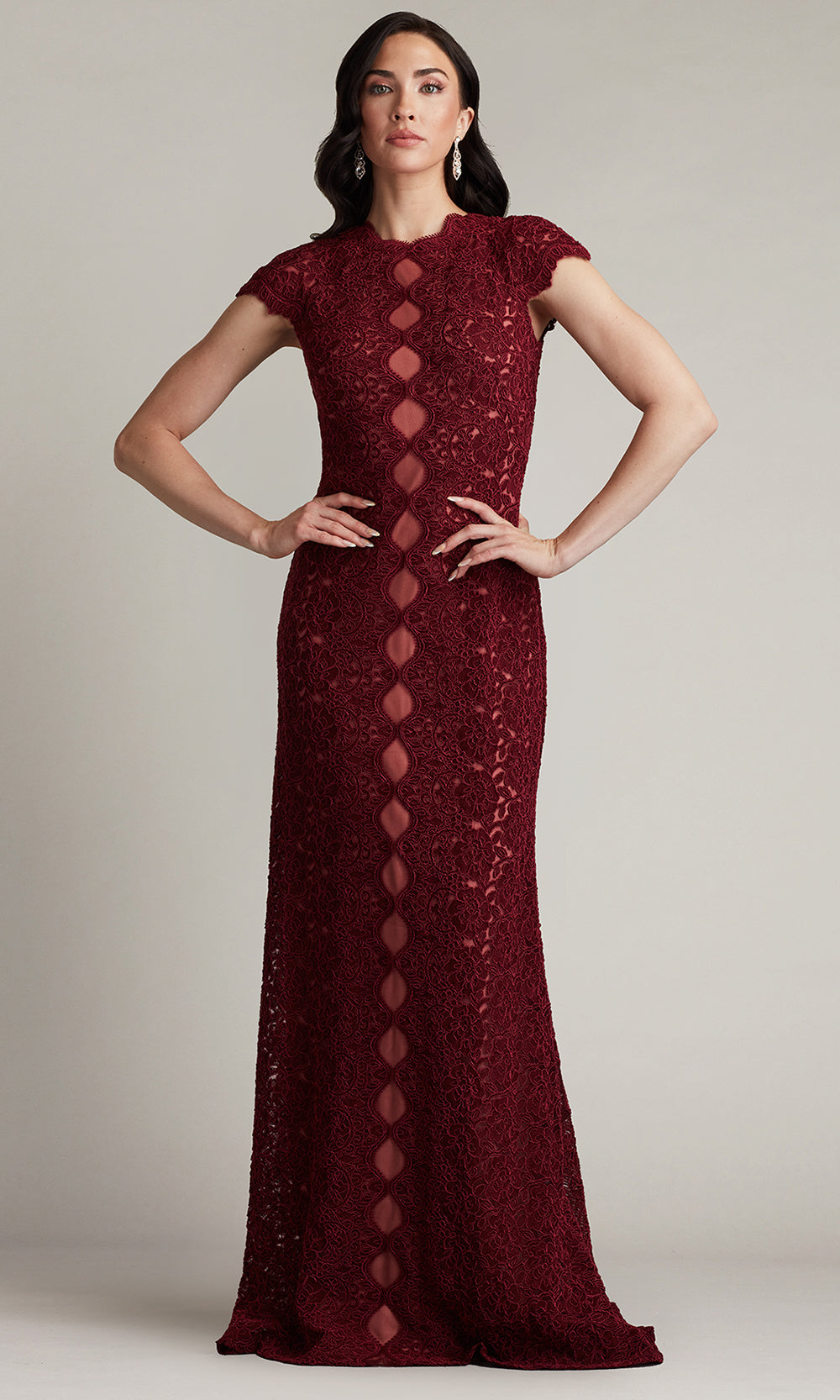 Tadashi Shoji CFJ24364L - Etters Scalloped Illusion Evening Gown