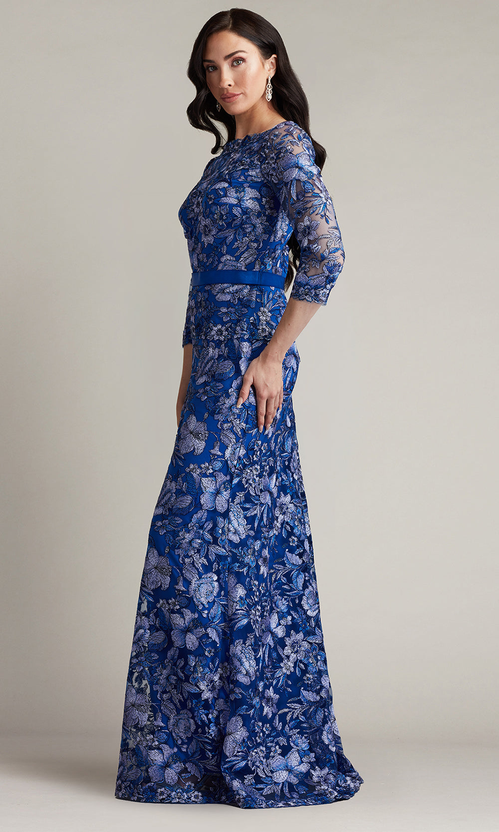 Tadashi Shoji CGV24130L - Fulcher Embroidered Illusion Evening Gown