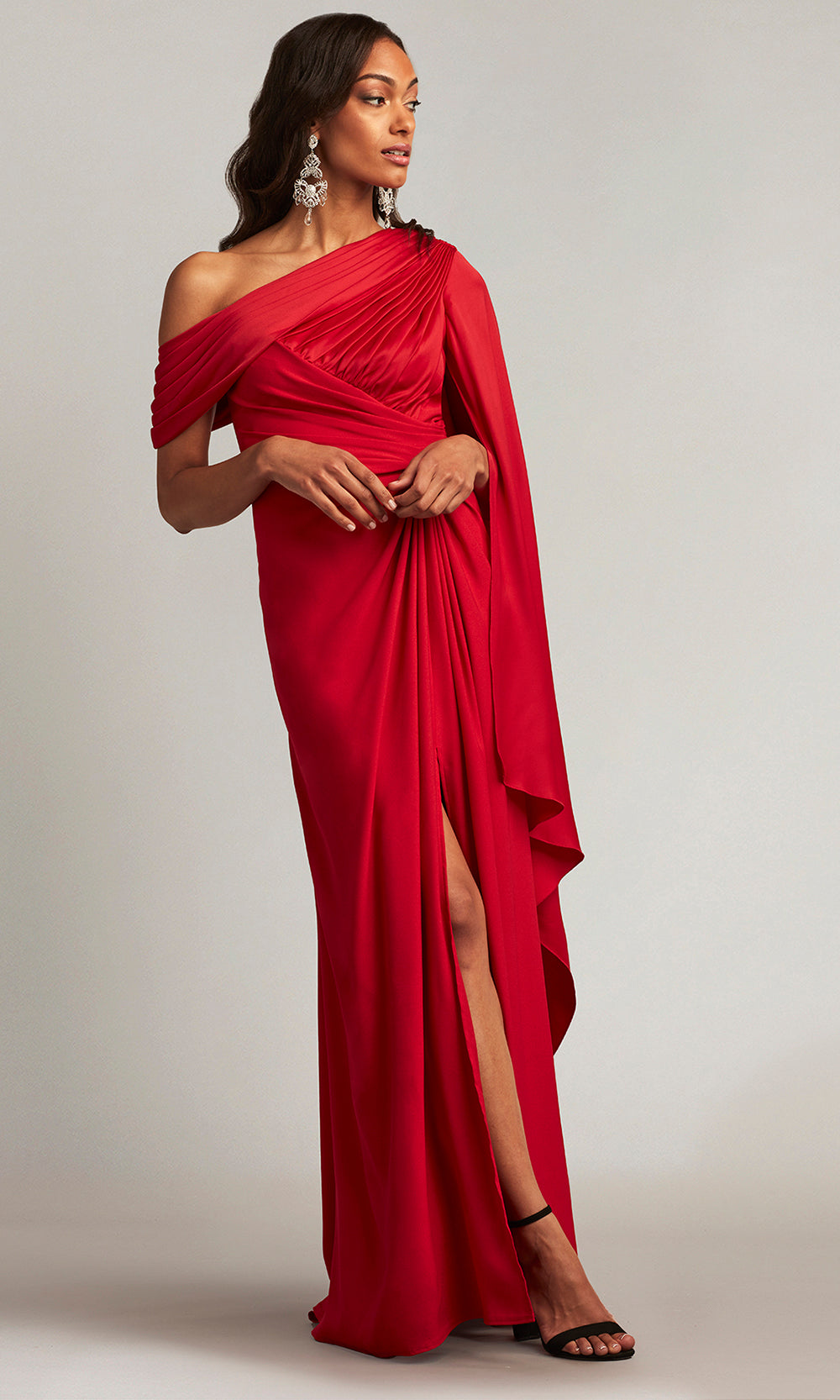 Tadashi Shoji BVU22813L - Ember Cape Sleeve Crepe Evening Gown