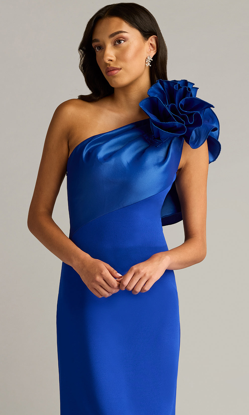 Tadashi Shoji BOS23478M - Aria One-Shoulder Ruffle Evening Gown
