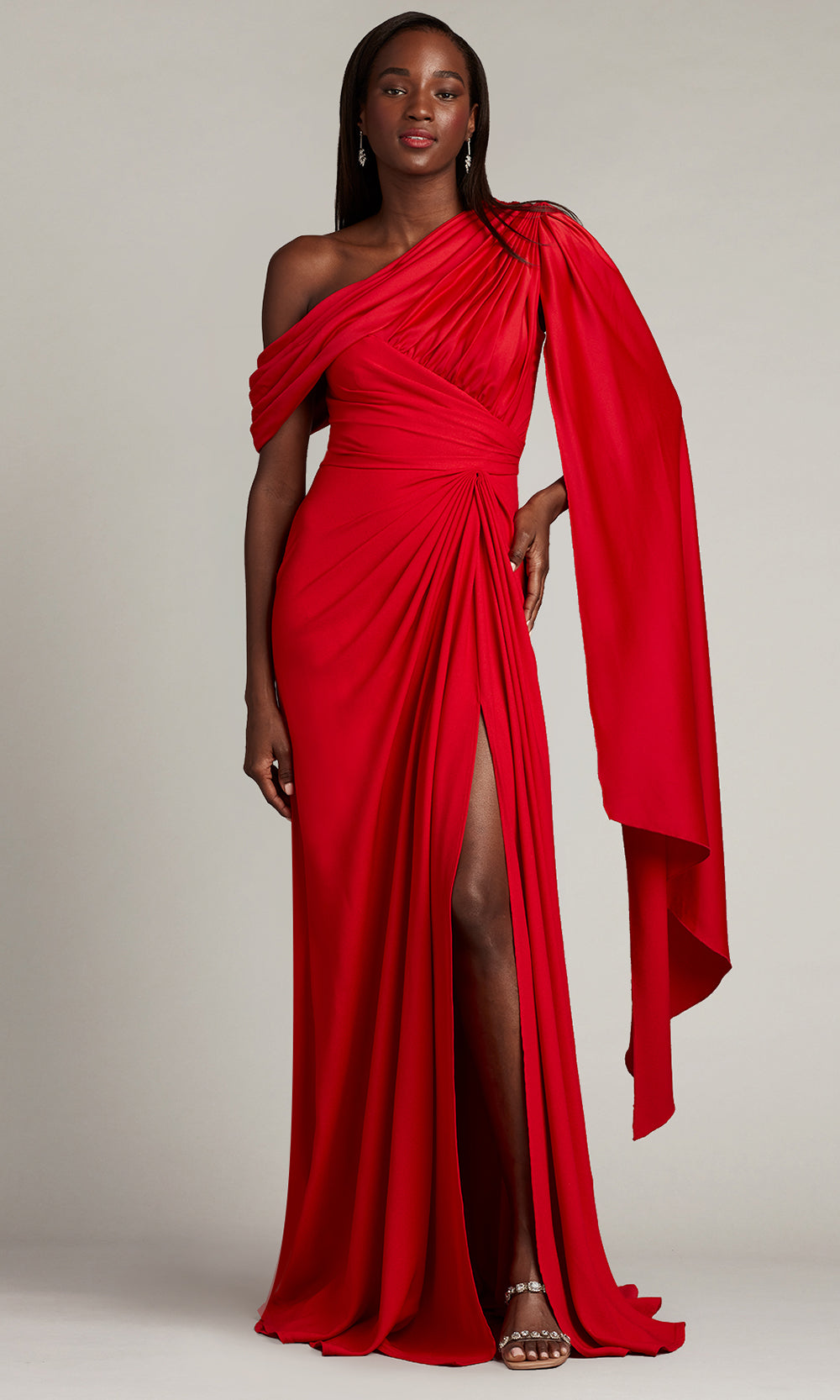 Tadashi Shoji BVU22813L - Ember Cape Sleeve Crepe Evening Gown