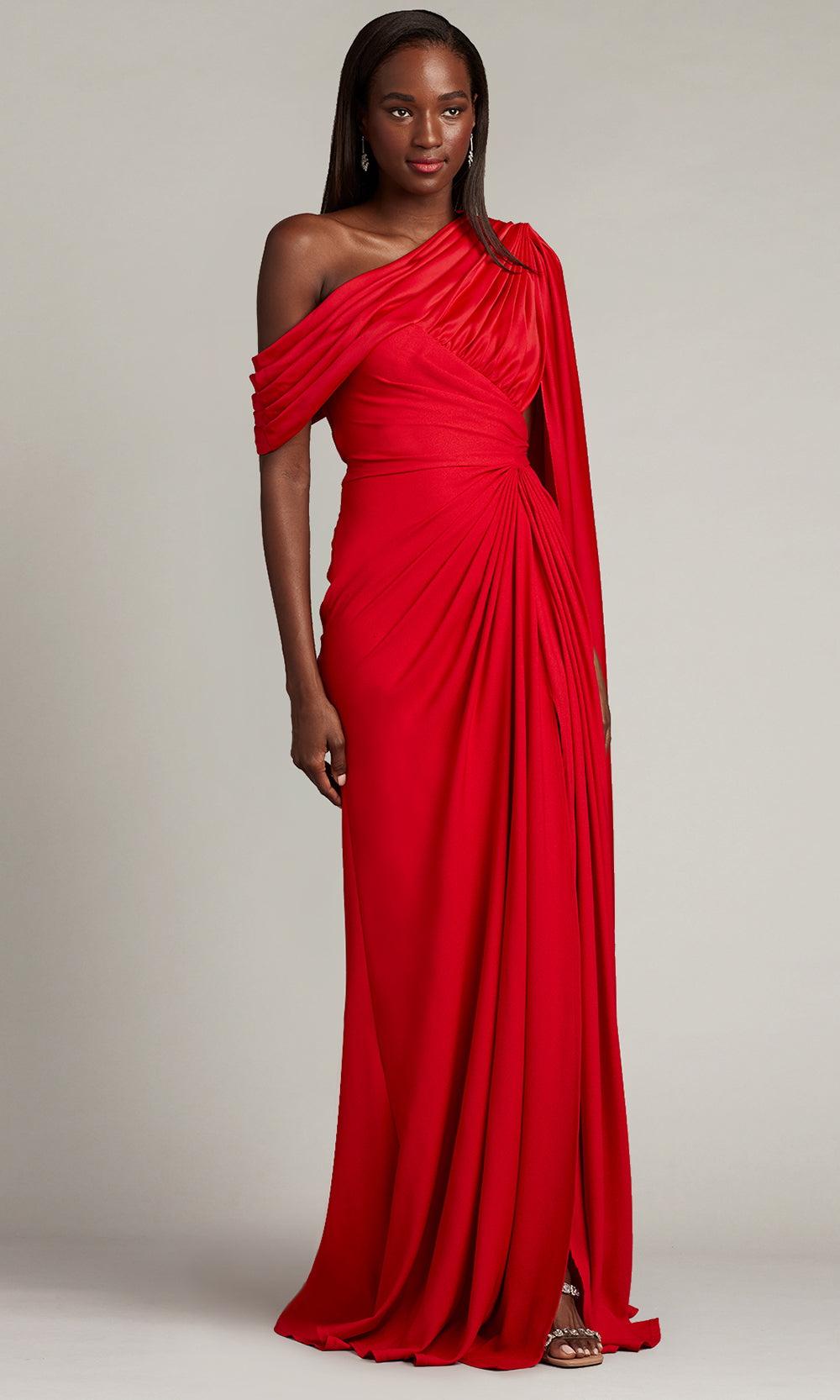 Tadashi Shoji BVU22813L - Ember Cape Sleeve Crepe Evening Gown