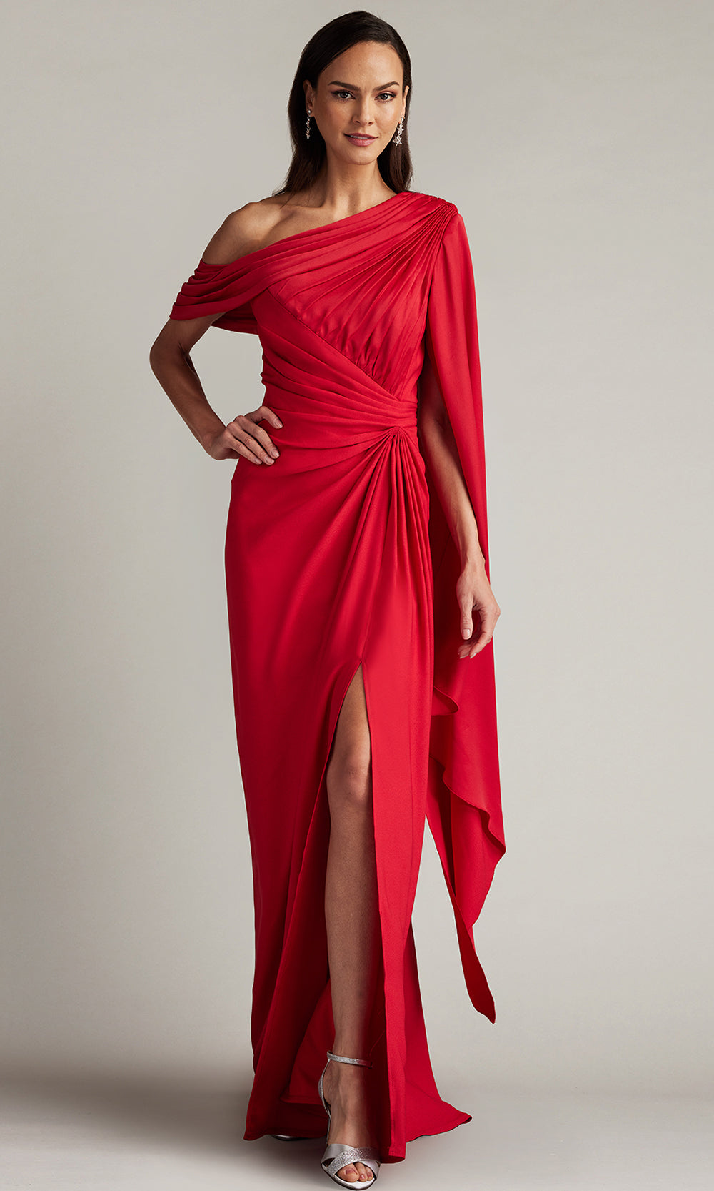 Tadashi Shoji BVU22813L - Ember Cape Sleeve Crepe Evening Gown