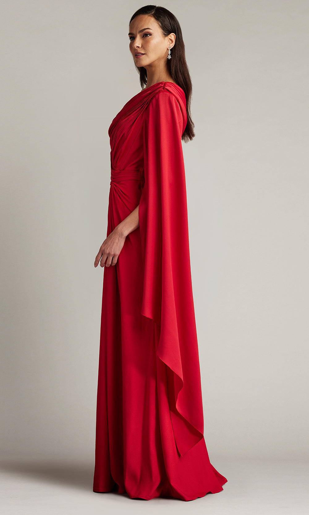 Tadashi Shoji BVU22813L - Ember Cape Sleeve Crepe Evening Gown