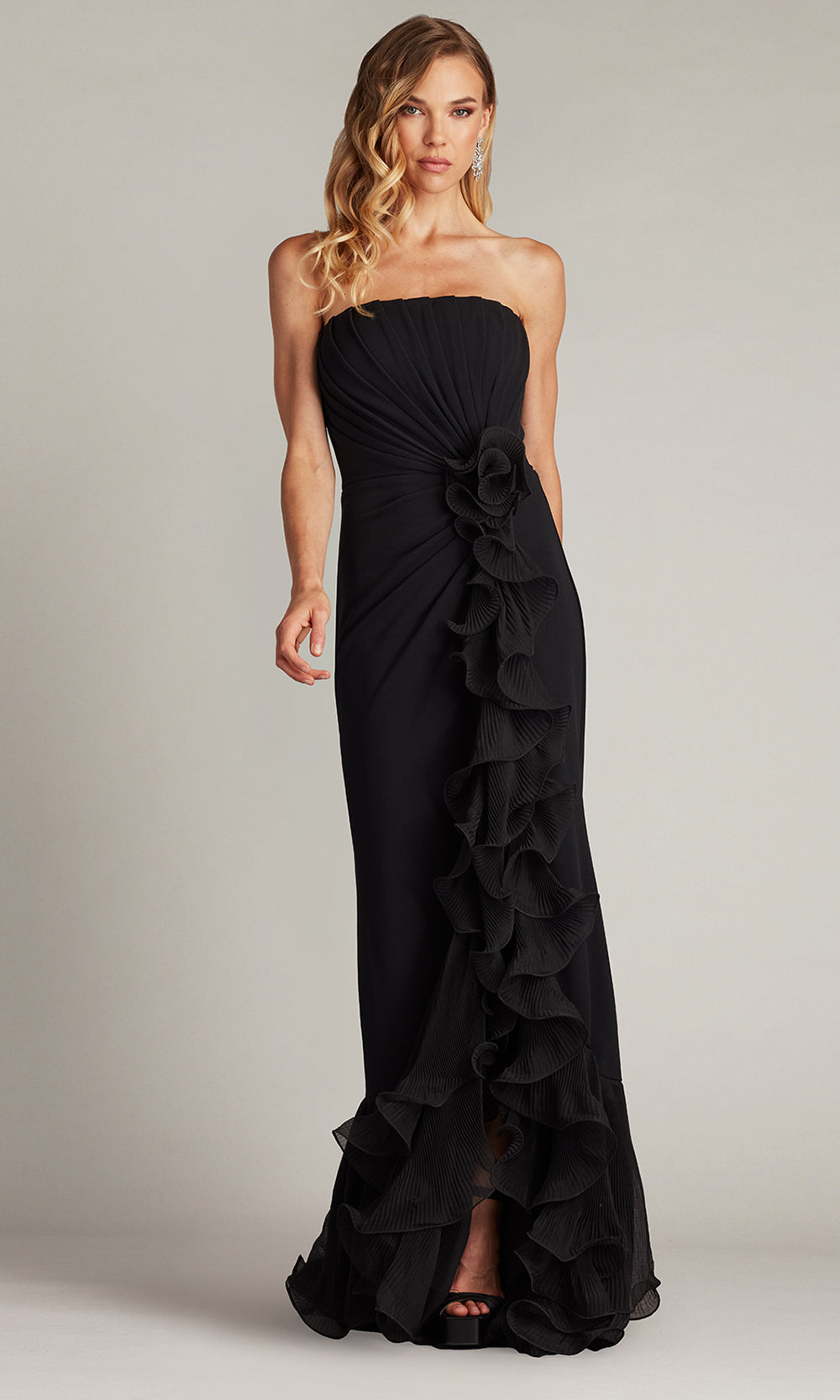 Tadashi Shoji BOS24386L - Strapless Leith Cascading Ruffle Gown