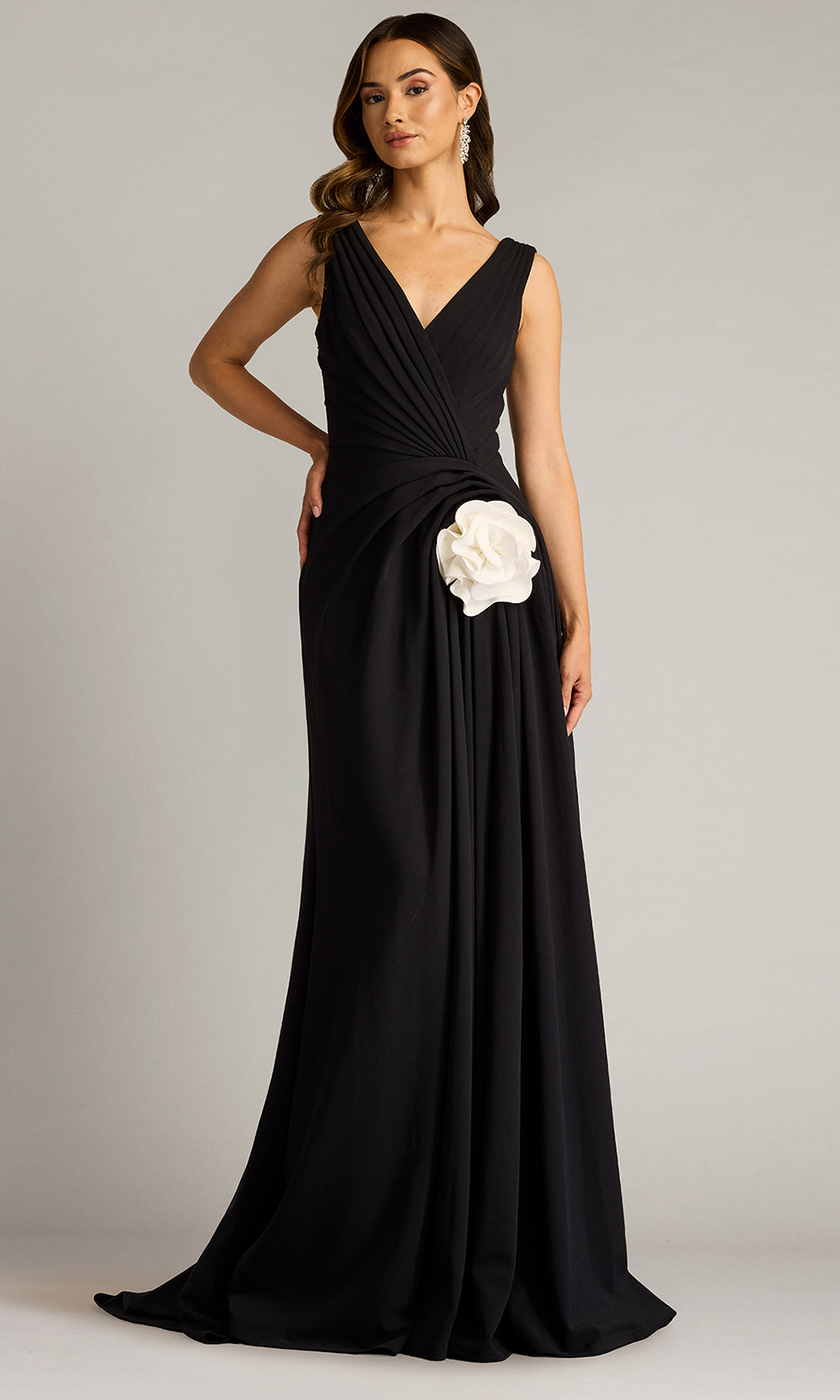 Tadashi Shoji BOS25177L - Port Pleated Crepe A-line Evening Gown