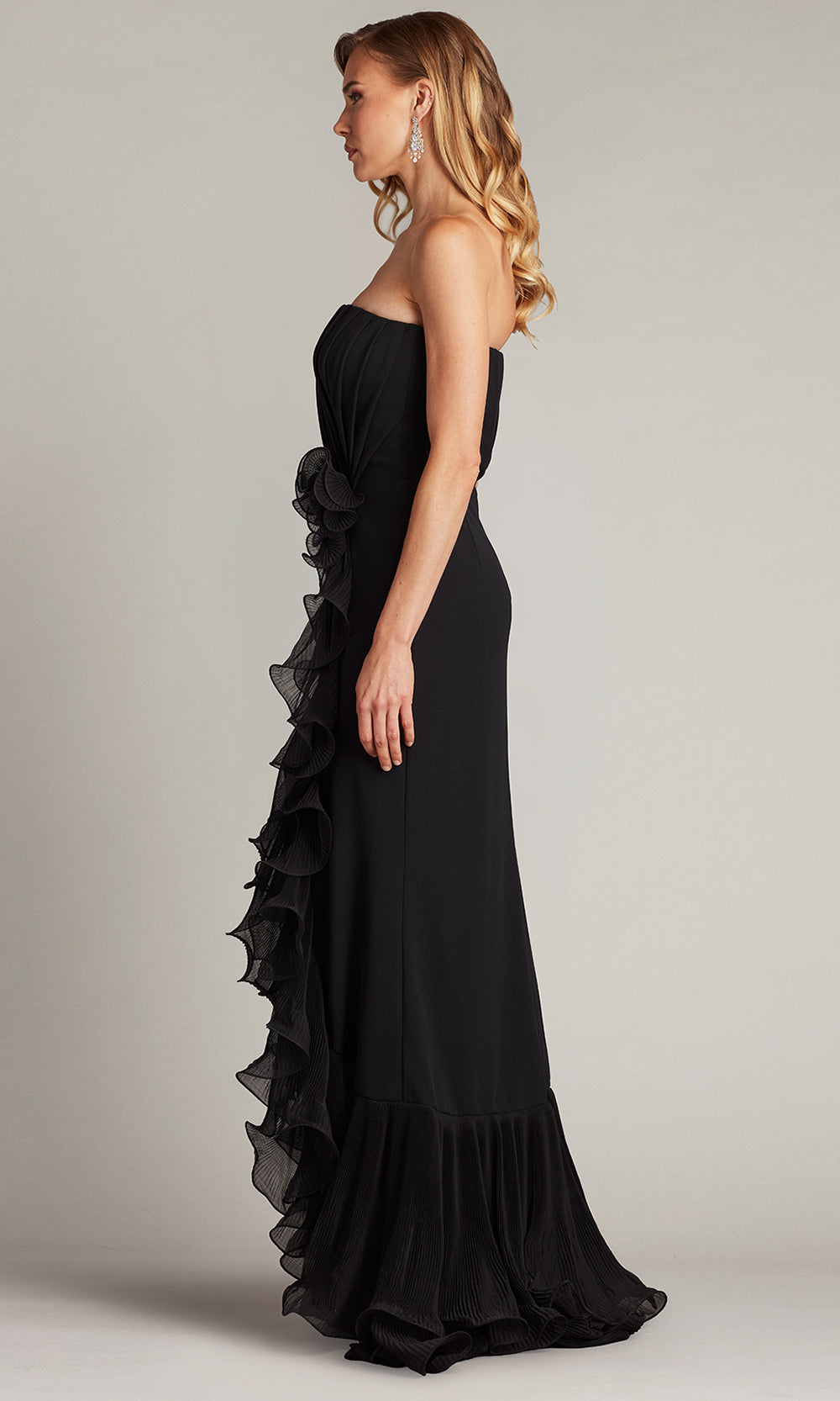 Tadashi Shoji BOS24386L - Strapless Leith Cascading Ruffle Gown