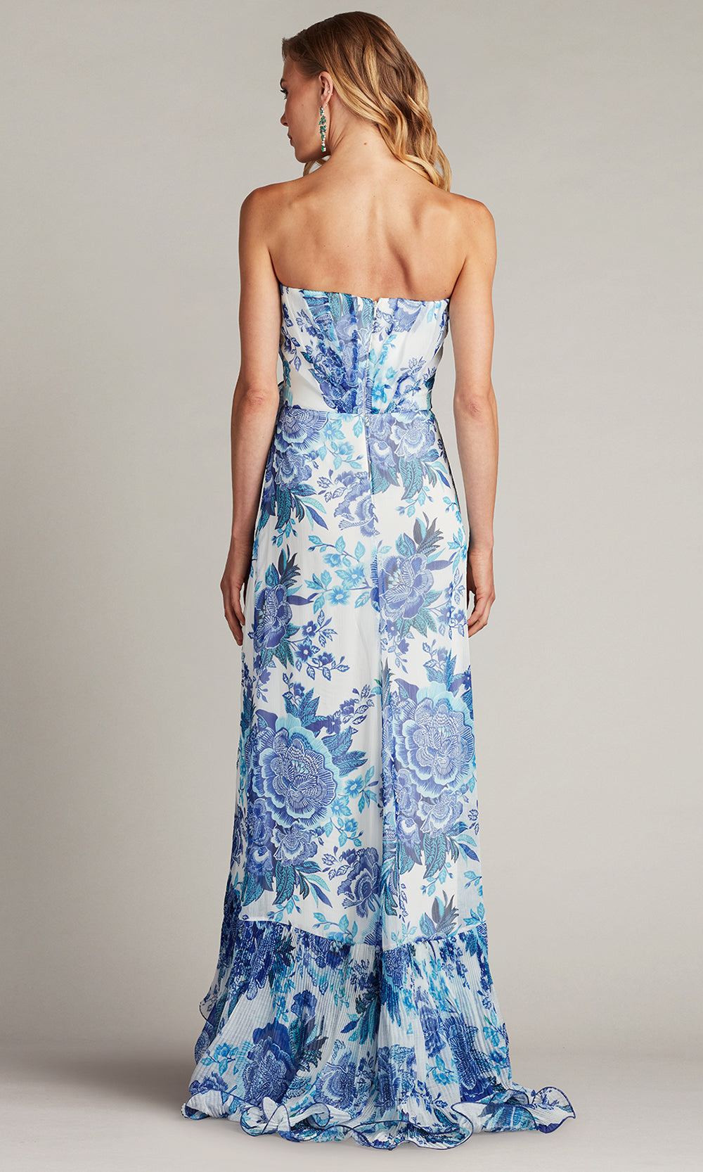 Tadashi Shoji CHW24386L - Strapless Morwenna Floral Print Ruffle Gown