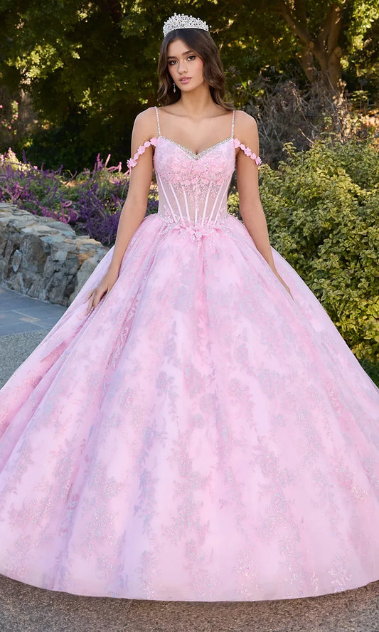 Ashley Lauren 30113 - V-Neck 3D Floral Applique Ballgown