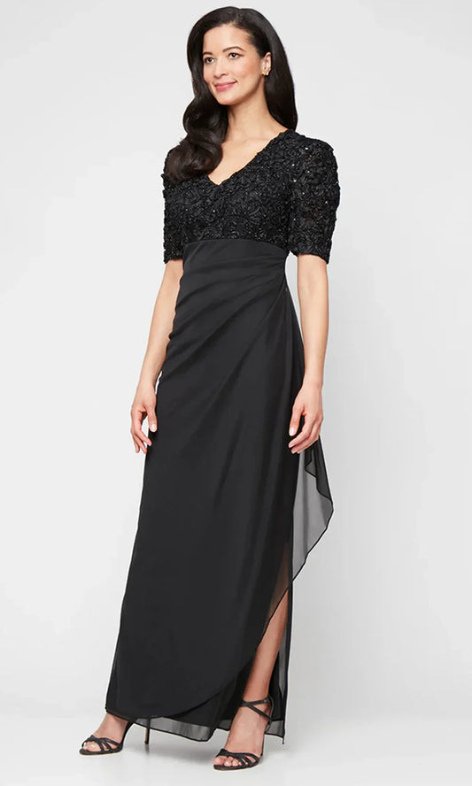 Alex Evenings 82122633 - Empire Waist V-Neckline Column Gown