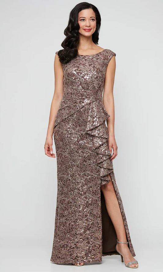 Alex Evenings 81122751 - Sleeveless Lace Gown with Ruffle Detail