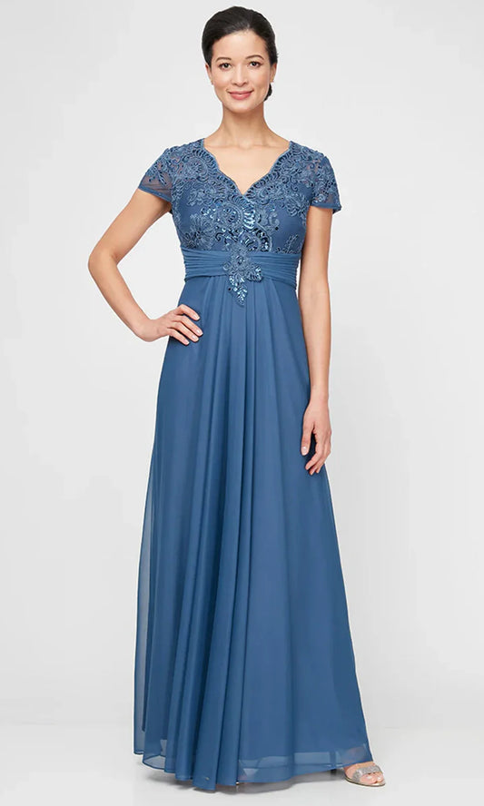 Alex Evenings 84171561 - Pleated Waist Short Sleeve A-line Dress