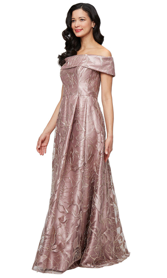 Alex Evenings 81171862 - Embroidered Off Shoulder Evening Gown
