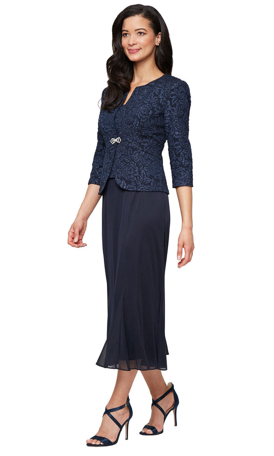 Alex Evenings 8157038 - Textured Scoop Neck Dress with Jacket