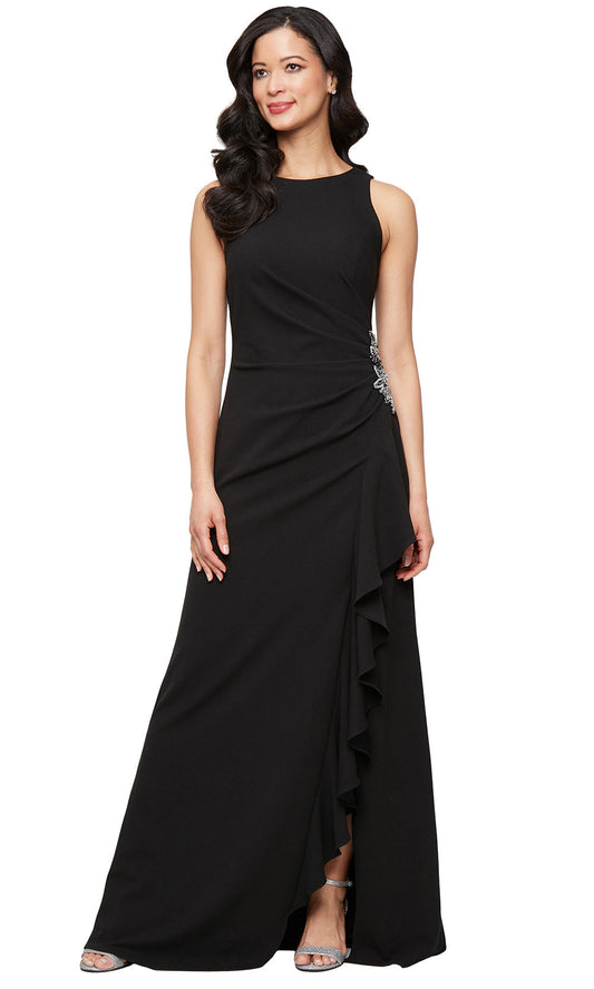 Alex Evenings 8160479 - Ruffle Slit Jewel Neckline Formal Gown