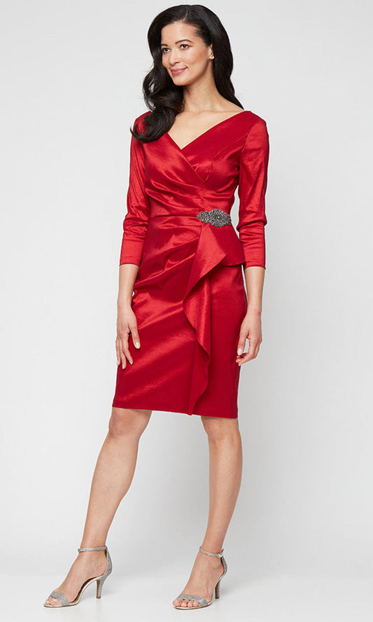 Alex Evenings 8166716 - Three-Quarter Sleeve Peplum Fitted Dress