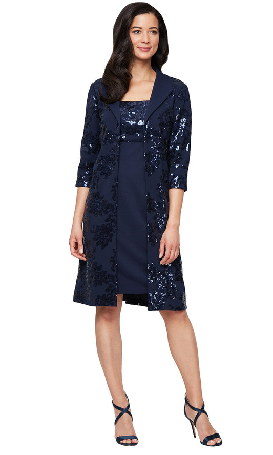 Alex Evenings 81961003 - Sequined Bodice Knee-Length Formal Dress