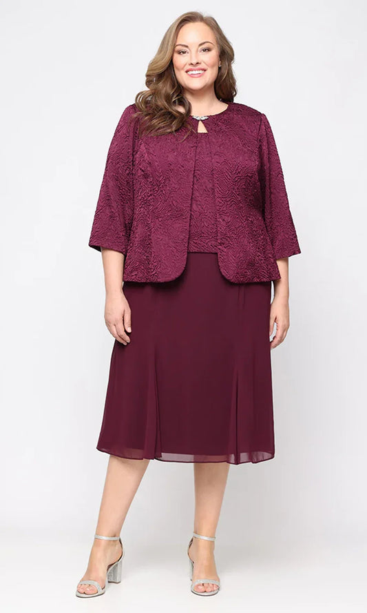 Alex Evenings 8425949 - Wide Strap Tea-Length Dress with Jacket