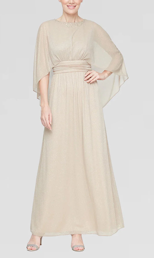 S.L. Fashions 9233253 - Jewel Neck Long A-line Gown