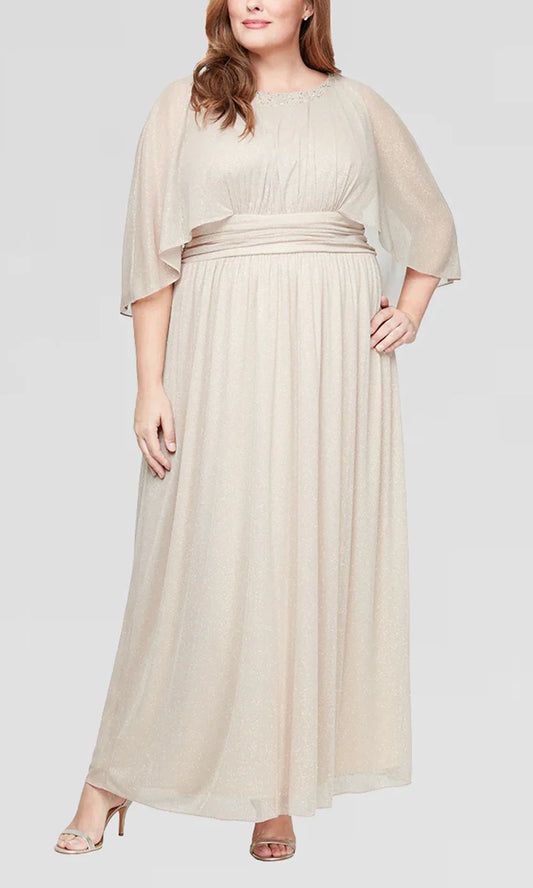 S.L. Fashions 9433253 - Jewel Neckline Ruched Waist Formal Dress