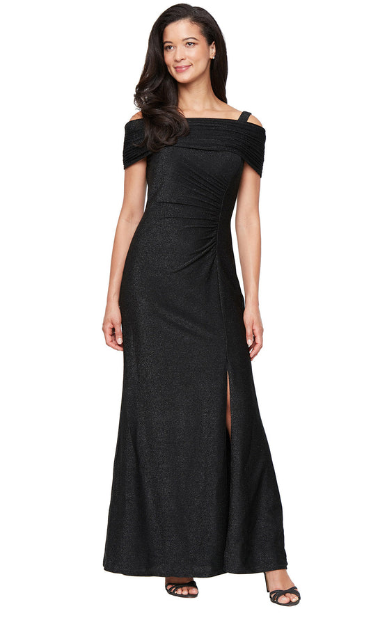 S.L. Fashions 9127301 - Long Ruched Bodice Sheath Evening Gown