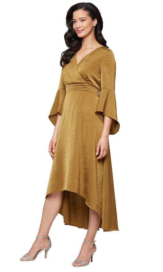 S.L. Fashions 9150131 - Surplice V-Neck High Low A-line Dress