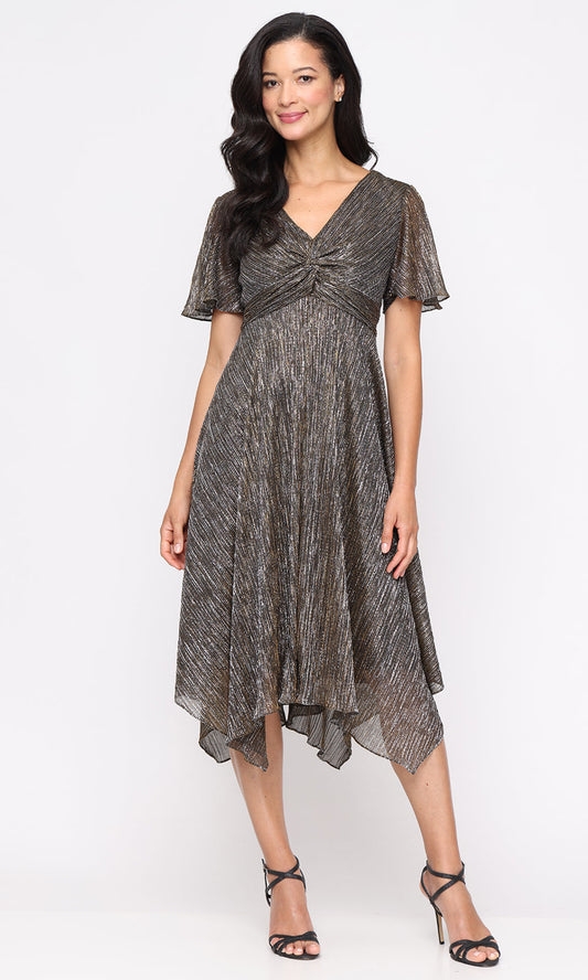 S.L. Fashions 9155271 - Flutter Sleeve High-Low A-Line Dress