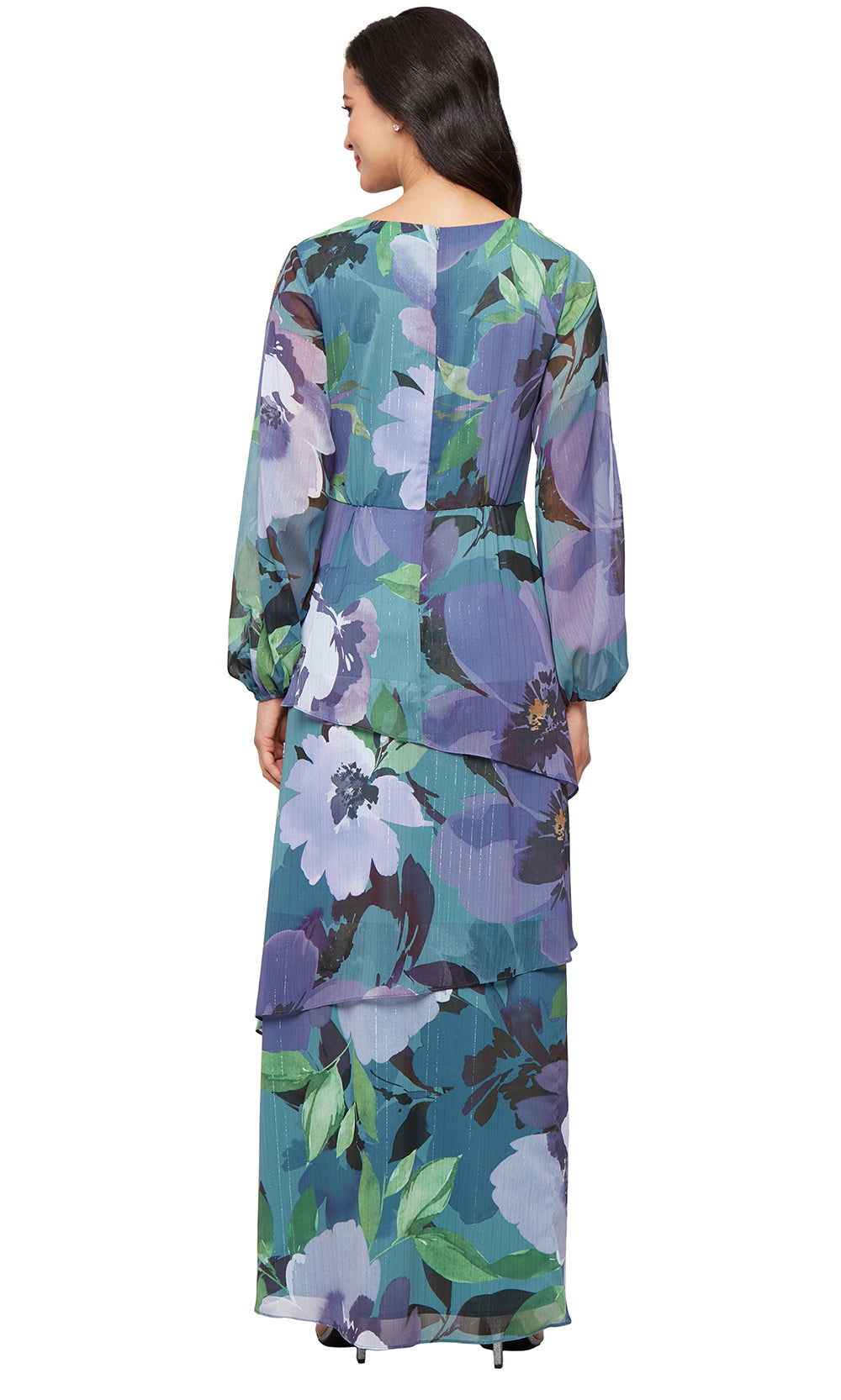 S.L. Fashions 9172138 - Surplice V-Neck Floral Print Dress