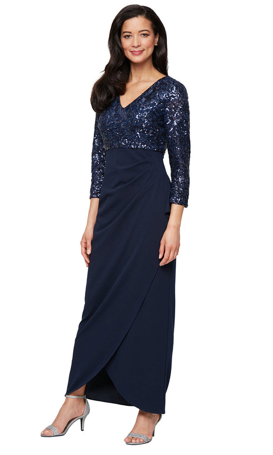 S.L. Fashions 9196489 - Three-Quarter Sleeve Embellished Gown