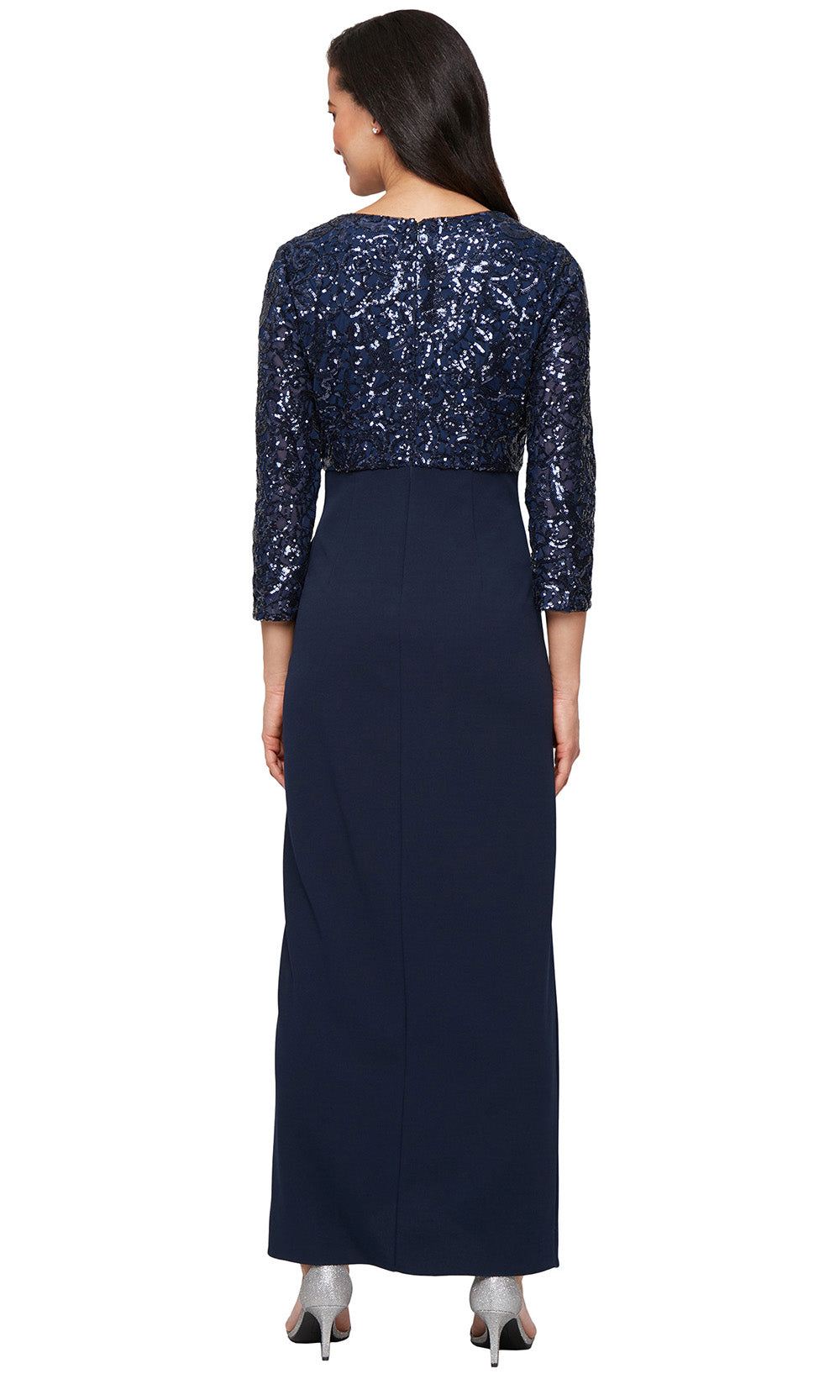 S.L. Fashions 9196489 - Three-Quarter Sleeve Embellished Gown