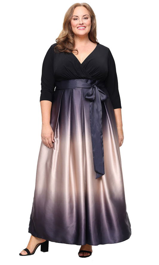 S.L. Fashions 9451145 - Three-Quarter Sleeve Ombre A-line Dress