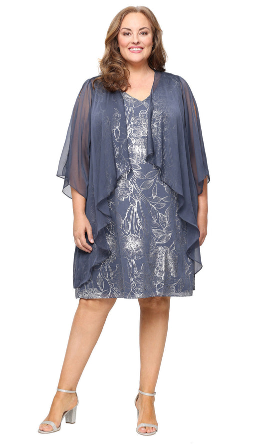 S.L. Fashions 9479504 - Knee-Length Sleeveless Print Dress