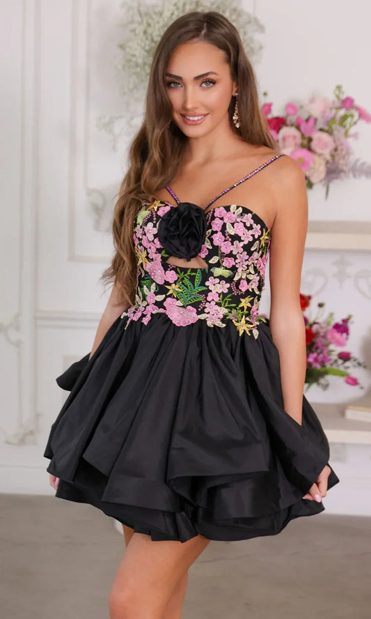 Ava Presley 26348 - Layered Skirt Sweetheart Mini Dress