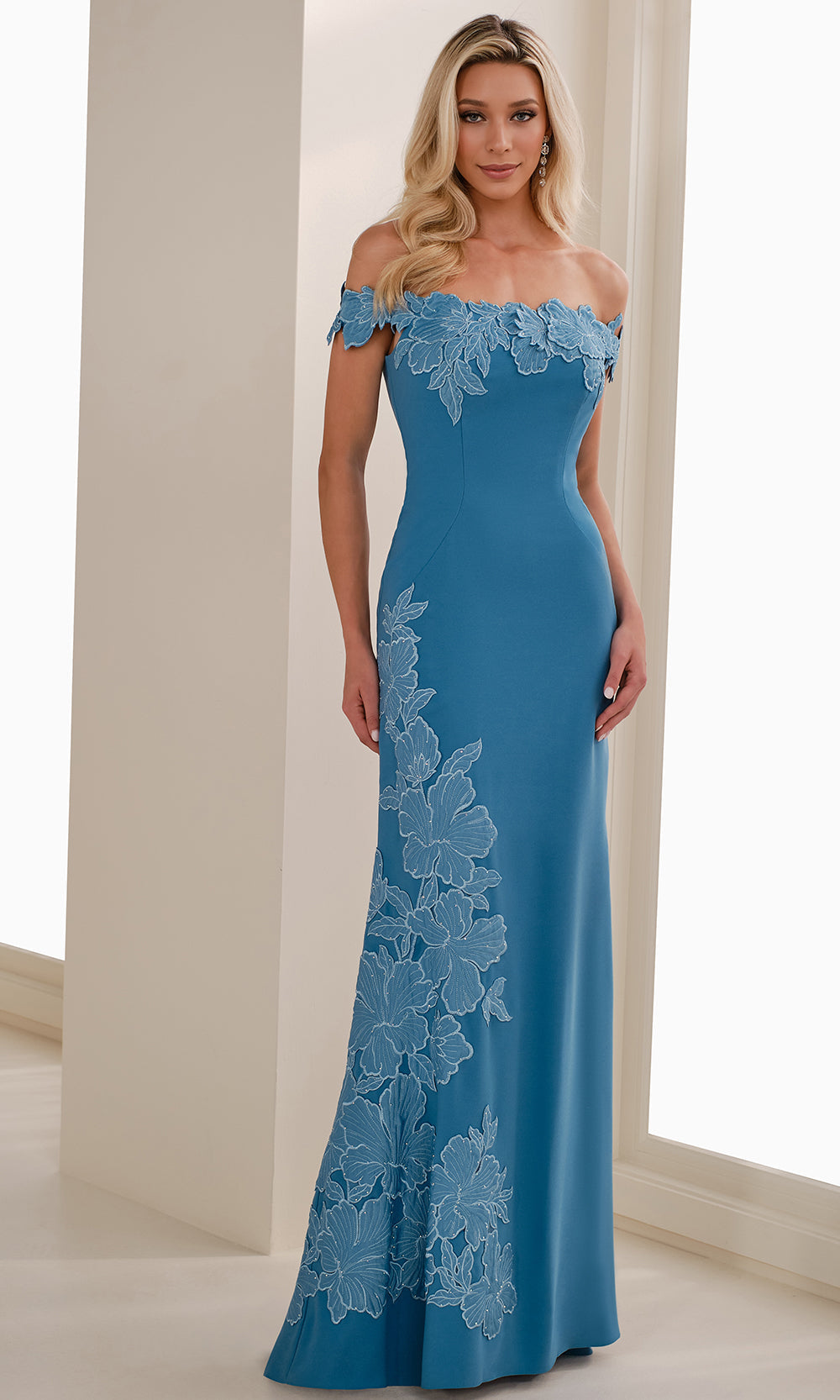 Cameron Blake CB901 - Cap Sleeve Mermaid Gown with Floral Detail