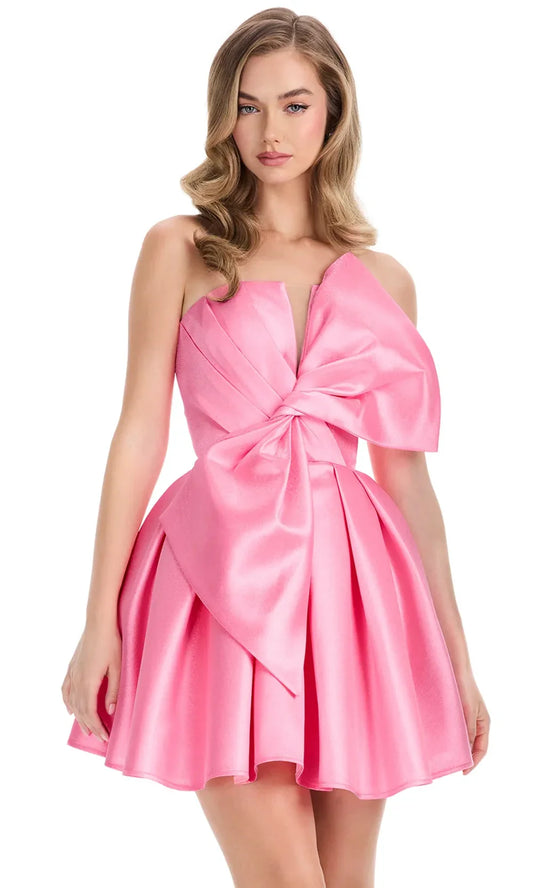Ashley Lauren 4816 - Pleated Strapless Mikado Short Dress