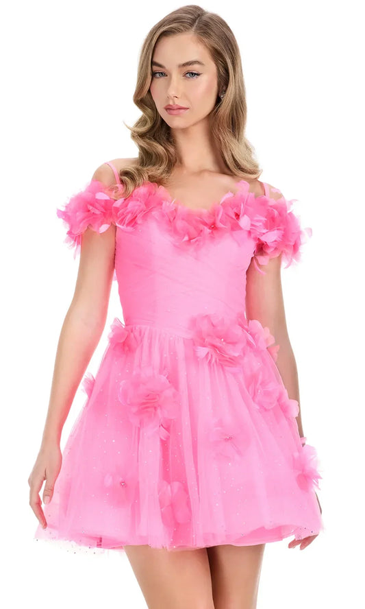Ashley Lauren 4818 - Glitter Tulle A-line Dress with 3D Flowers