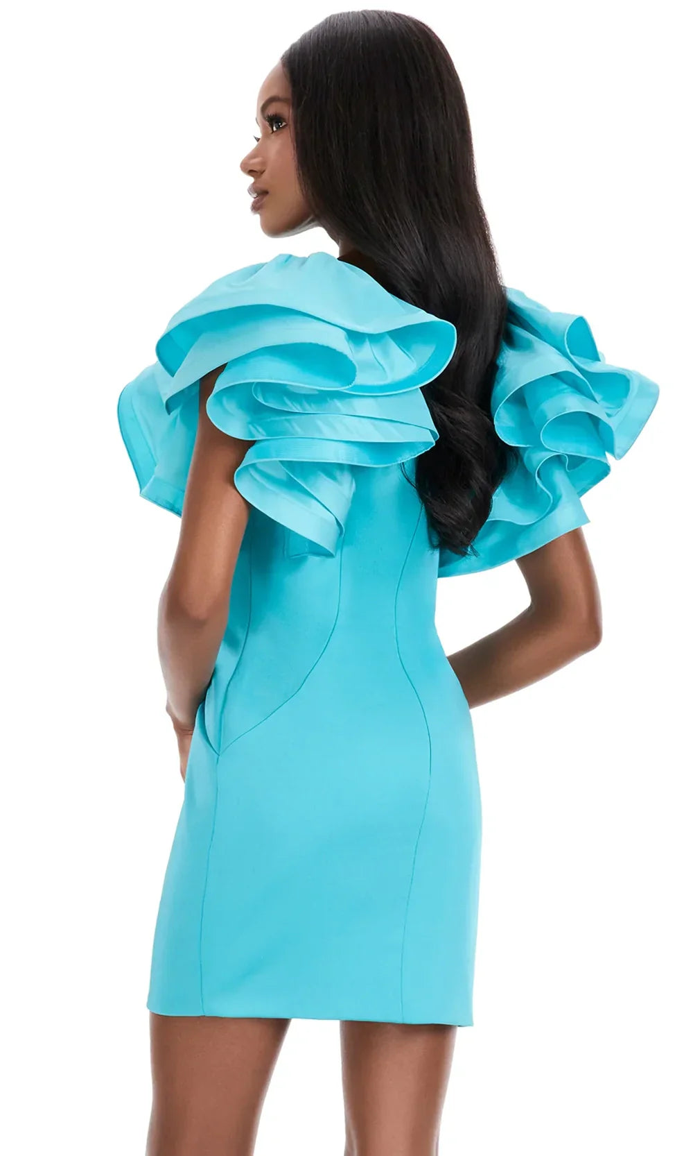 Ashley Lauren 4841 - Fitted Sheath Dress with Ruffle Sleeves
