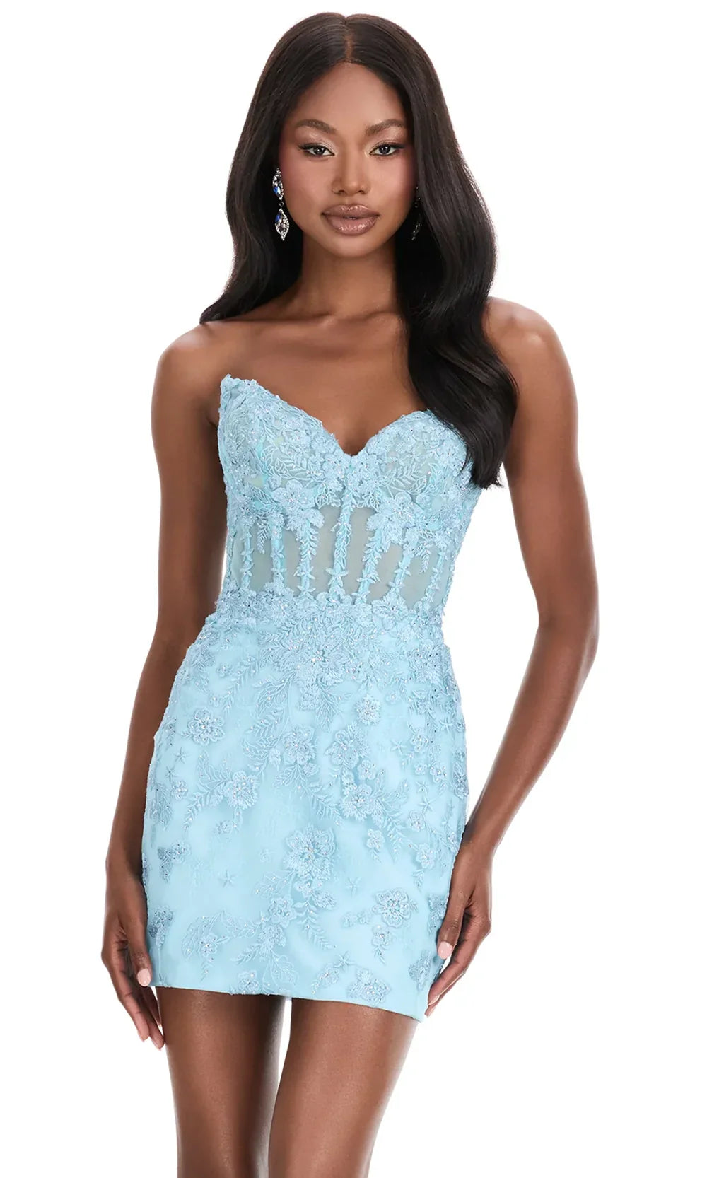 Ashley Lauren 4849 - Floral Lace Strapless Sweetheart Dress