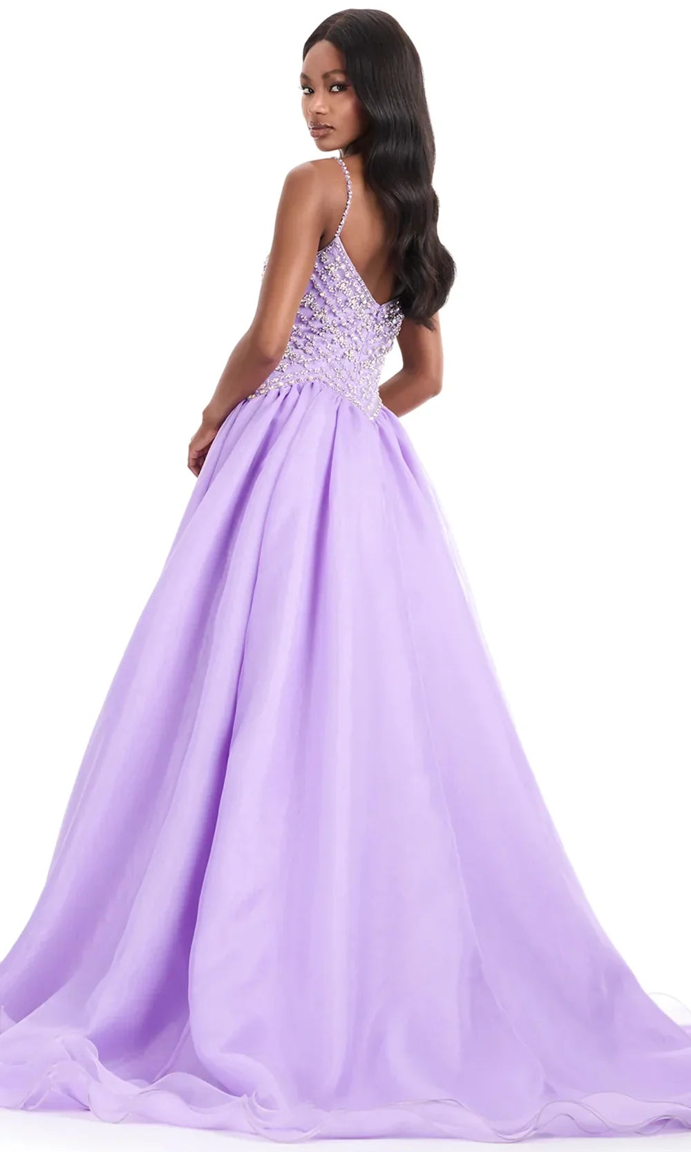 Ashley Lauren 12047 - Organza Skirt Embellished Sleeveless Gown