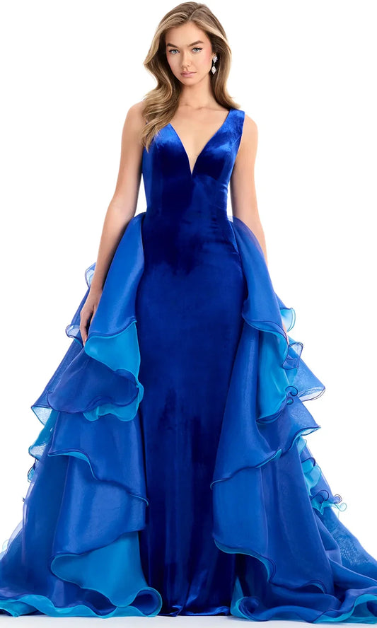 Ashley Lauren 12049 - Ruffle Overskirt Sleeveless Ballgown