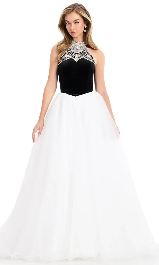 Ashley Lauren 12050 - High Halter Basque Waist Ballgown