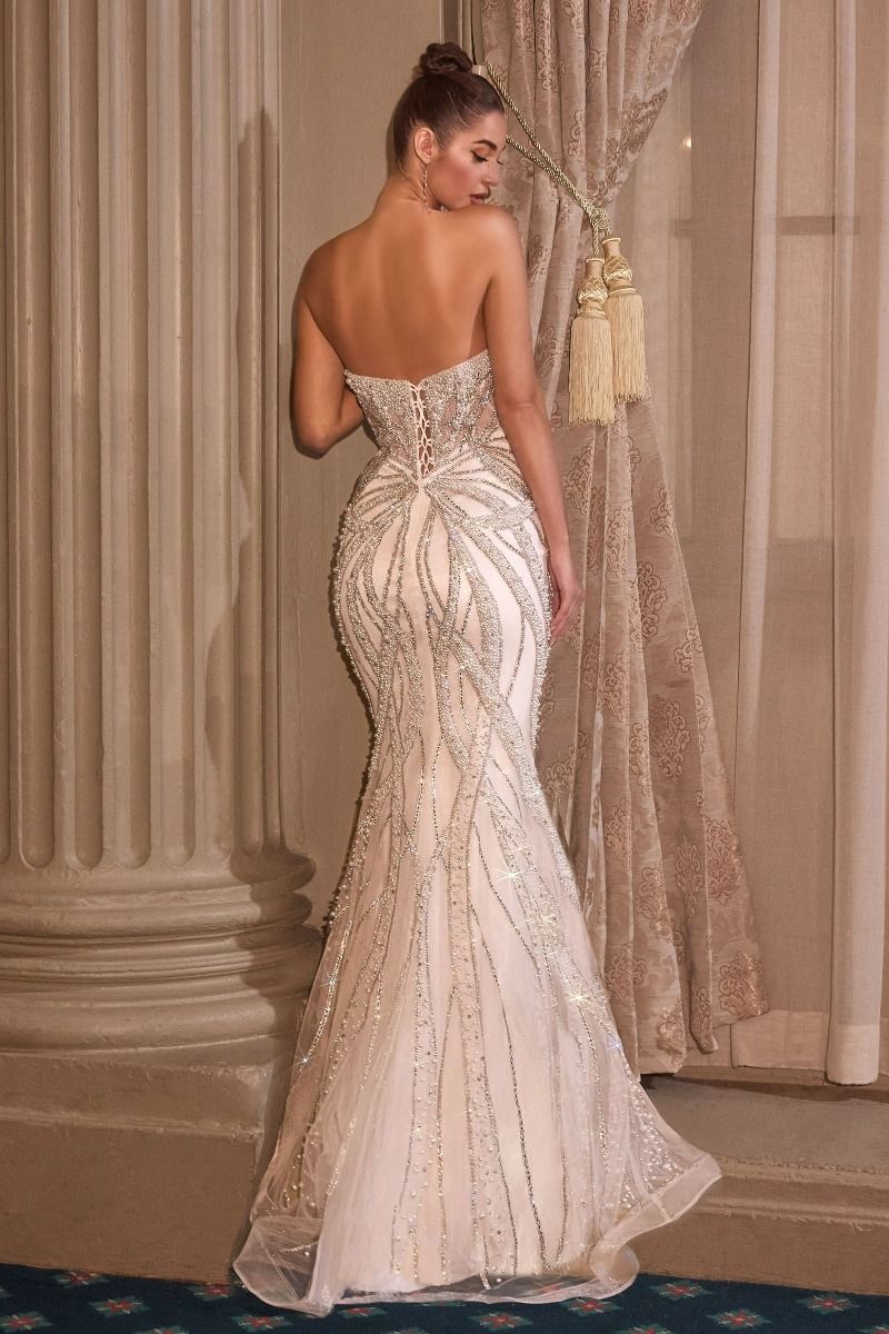 Ladivine Bridal CC0688W - Fitted Strapless Lace-Up Back Gown
