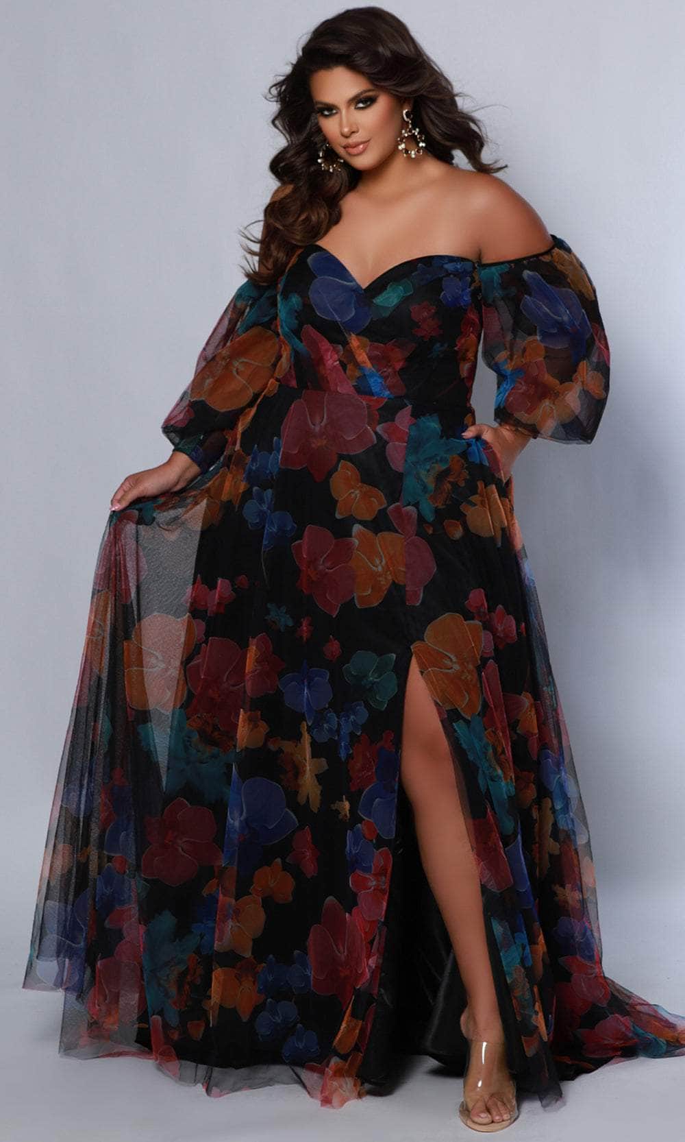 Sydney’s Closet SC7386 - Printed Floral Prom Gown