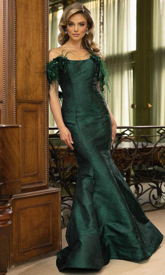 Terani Couture 242E3160 - Off-Shoulder Scoop Neck Dress