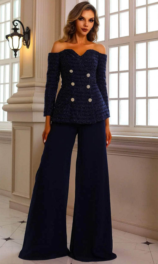 Terani Couture 242E3185 - Long Sleeve Lace Pantsuit