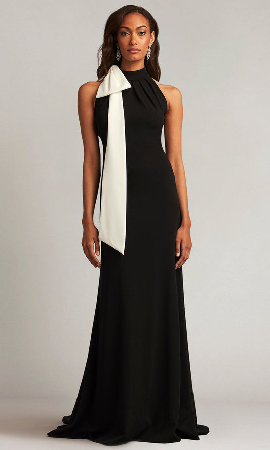 Tadashi Shoji BOS23521L - Sims Shoulder Bow Halter Sheath Gown