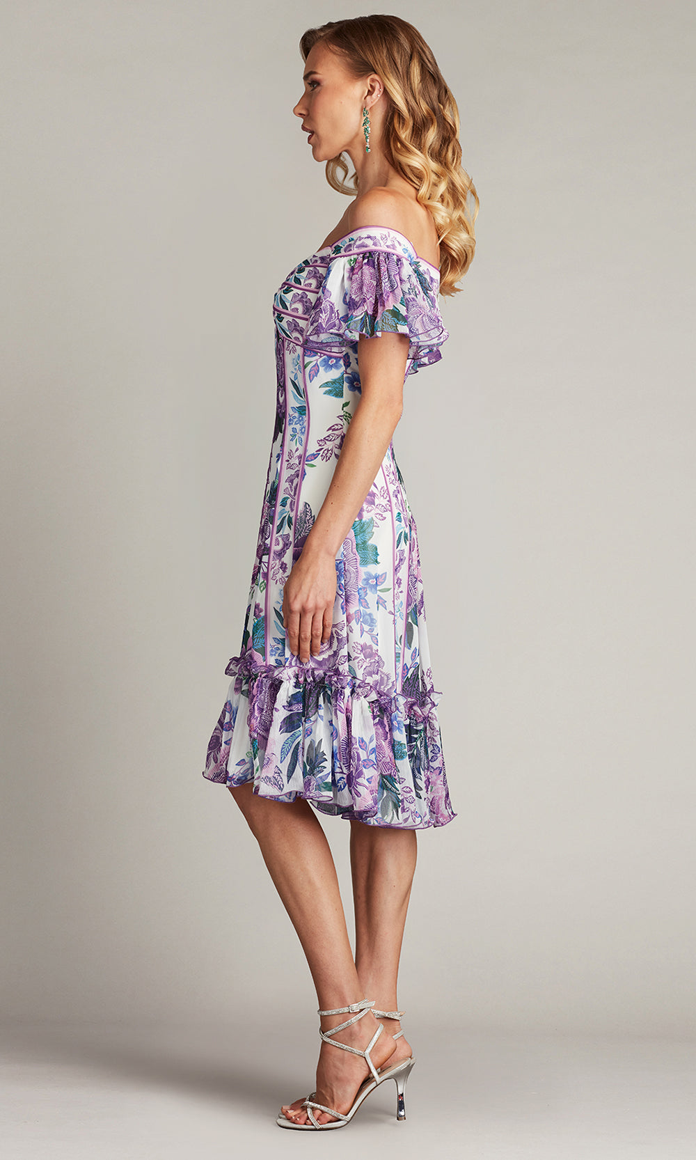 Tadashi Shoji CHZ25465M - Flutter Sleeve Breeze Floral Print Chiffon Dress