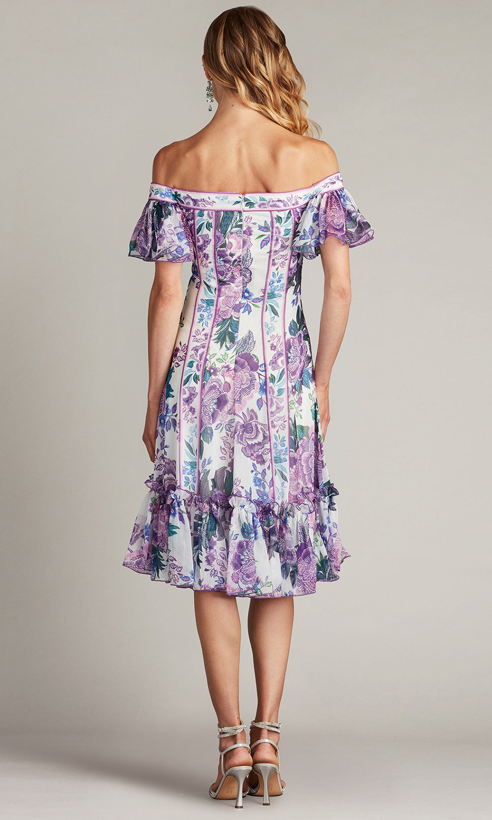 Tadashi Shoji CHZ25465M - Flutter Sleeve Breeze Floral Print Chiffon Dress