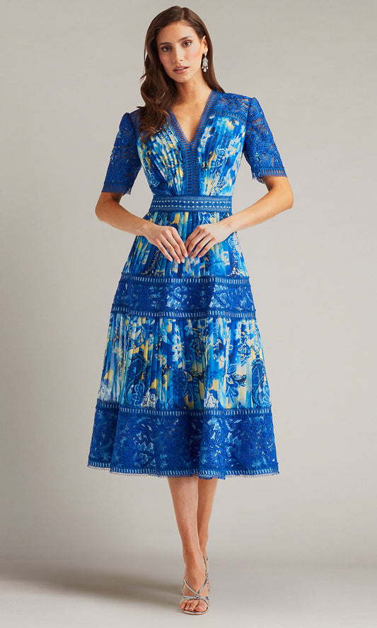 Tadashi Shoji CHQ25188MD - Elu Floral Print Midi A-line Dress